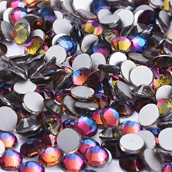 Colorful Glass Flat Back Rhinestone, Grade A, Back Plated, Faceted, Half Round, Colorful, 3.8~4mm, about 1440pcs/bag