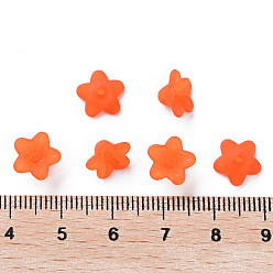 Coral Transparent Acrylic Beads, Flower, Frosted, Coral, 12x7mm, Hole: 1mm, about 4600pcs/500g