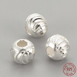 Серебро 925 шарики стерлингового серебра, фантазии вырезать круглый, серебряные, 6x5 мм, отверстие : 2 мм