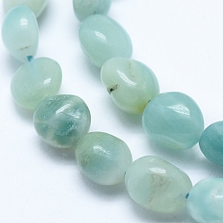 Amazonite Natural Amazonite Beads Strands, Tumbled Stone, Nuggets, 8~10mm, Hole: 0.8mm, about 30~35pcs/strand, 15.7 inch(40cm)