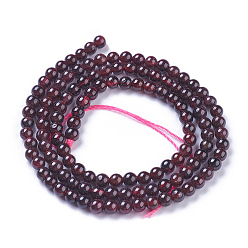 Garnet Natural Garnet Beads Strands, Round, 3.5~4mm, Hole: 0.8mm, about 119~121pcs/strand, 15.74 inch~15.94 inch(40~40.5cm)