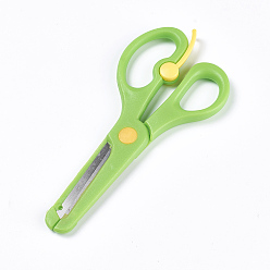 Lime Green Stainless Steel and ABS Plastic Scissors, Safety Craft Scissors for Kids, Lime Green, 13.5x6.2cm