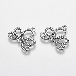 Gunmetal Alloy Links, Flower, Gunmetal, Lead Free, Nickel Free and Cadmium Free, 21x21x1.5mm, Hole: 1mm