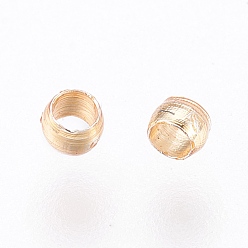 Light Gold Brass Crimp Beads, Long-Lasting Plated, Rondelle, Light Gold, 2x1.5mm, Hole: 1mm