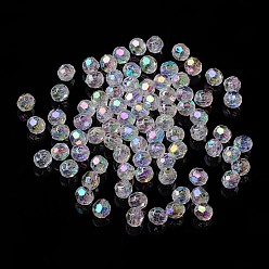 Clear AB Eco-Friendly Transparent Acrylic Beads, Faceted, Round, AB Color, Clear AB, 6mm, Hole: 1mm, about 5000pcs/500g