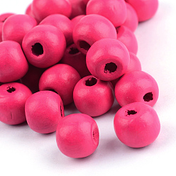 Camellia Dyed Wood Beads, Round, Camellia, 7x6mm, Hole: 2mm, about 9000pcs/1000g