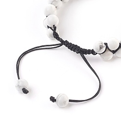 Howlite Bracelets de perles tressées howlite naturelles chakra, avec des pierres naturelles et synthétiques et des alliages synthétiques, argent antique, 2-3/8 pouce (6 cm)