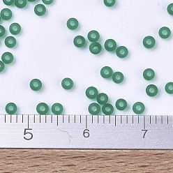 (RR147F) Matte Transparent Emerald MIYUKI Round Rocailles Beads, Japanese Seed Beads, (RR147F) Matte Transparent Emerald, 11/0, 2x1.3mm, Hole: 0.8mm, about 1100pcs/bottle, 10g/bottle