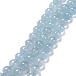 Aquamarine Natural Aquamarine Beads Strands, Round, 8mm, Hole: 1mm, about 47pcs/strand, 15.7 inch(40cm)