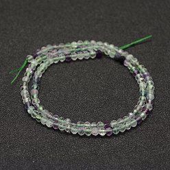 Fluorite Natural Fluorite Beads Strands, Faceted, Rondelle, 3.5~4x2.5~3mm, Hole: 0.5~0.6mm, about 126pcs/strand, 15.3~15.7 inch(39~40cm)