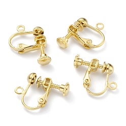 Real 24K Gold Plated Brass Clip-on Earring Findings, Spiral Ear Clip, Components Screw Back Ear Wire Non Pierced Earring Converter, with Loop, for Jewelry Making, Real 24K Gold Plated, 17x14x5mm, Hole: 1.6mm