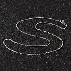 Stainless Steel Color 304 Stainless Steel Box Chain Necklaces, with Lobster Claw Clasps, Stainless Steel Color, 17.7 inch(45cm), 1.5mm