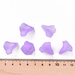 Средний Фиолетовый Прозрачные колпачки акриловая бисера, труба цветок бисер, матовые, цветок, средне фиолетовый, 18x18x17 мм, отверстие : 1.5 мм, Около 700 шт / 500 г