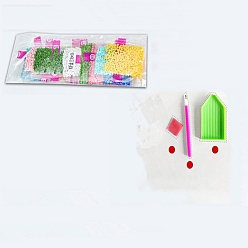 Colorful DIY Diamond Painting Kits, including Canvas, Resin Rhinestones, Diamond Sticky Pen, Tray Plate and Glue Clay, Rectangle with Word Pattern, Colorful, 400x300mm