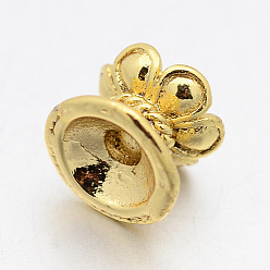Golden Brass Lotus Beads, Buddha Jewelry Making, Golden, 7x9mm, Hole: 2.5mm