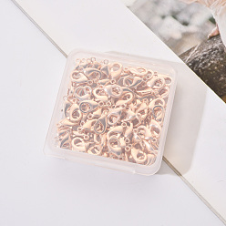 Rose Gold Zinc Alloy Lobster Claw Clasps, Rose Gold, 12x6mm, Hole: 1.2mm, 100pcs/Box