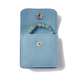 Cornflower Blue Rectangle Velvet Pouches, with Iron Clasp, Jewelry Storage Bags, for Rings & Necklaces & Bracelet Holders, Cornflower Blue, 6.2x6x1.1cm