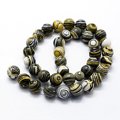 Black Synthetic Malachite Beads Strands, Dyed, Round, Black, 8mm, Hole: 1mm, about 46pcs/strand,  14.76 inch(37.5cm)