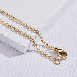 Golden 304 Stainless Steel Cable Chain Necklace Making, with Lobster Claw Clasps, Vacuum Plating, Golden, 17.7 inch(45cm), Clasps: 7x10mm