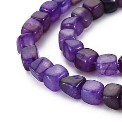 Blue Violet Natural Agate Beads Strands, Dyed & Heated, Cube, Blue Violet, 5~8x4~8x4~6mm, Hole: 1.2mm, about 50pcs/strand, 14.76 inch(37.5cm)