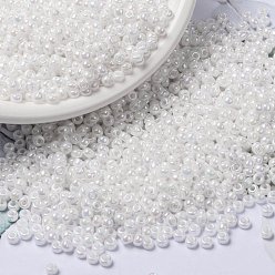 (RR471) White Pearl AB MIYUKI Round Rocailles Beads, Japanese Seed Beads, (RR471) White Pearl AB, 8/0, 3mm, Hole: 1mm, about 422~455pcs/bottle, 10g/bottle