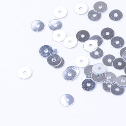 Серебро Орнамент аксессуары пластиковые бусины блестка, блестки бисер, диск, серебряные, 6x0.2 мм, Отверстие : 1 мм , около 30000 шт / 500 г