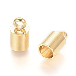 Golden 202 Stainless Steel Cord Ends, Golden, 9x5mm, Hole: 2mm, Inner Diameter: 4mm