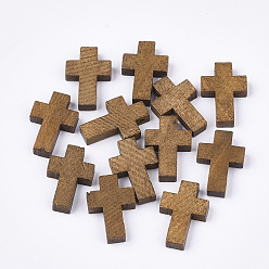 Верблюжий Деревянные подвески, окрашенные, крестик, верблюжие, 21~22x14~15x4~5 мм, отверстие : 1.8 мм