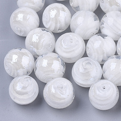 Белый Бусины лэмпворк , жемчужные, круглые, белые, 14 мм, отверстие : 1.5 мм