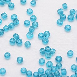 Dark Turquoise 15/0 Glass Seed Beads, Grade A, Round, Transparent Colours, Dark Turquoise, 1.3~1.5mm, Hole: 0.5mm, about 75000pcs/pound