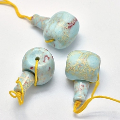 Shoushan Stone Natural Gemstone 3 Hole Guru Beads, T-Drilled Beads, 25.5x15x16mm, Hole: 1.8mm, 2mm