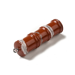 Красный Камень Природные красной яшмы подвески, подвески из бамбуковой палочки, с оттенком нержавеющей стали 304 петли из нержавеющей стали, 45x12.5 мм, отверстие : 2 мм