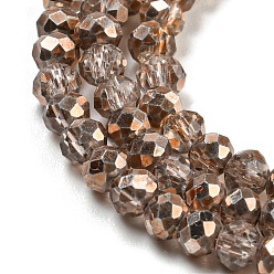 Tan Faceted Rondelle Transparent Painted Glass Beads Strands, Tan, 3x2.5mm, Hole: 0.5mm, about 148pcs/strand, 14.9 inch