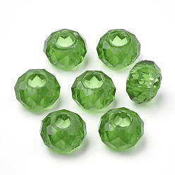 Mixed Color Acrylic Beads, Large Hole Beads, Faceted, Rondelle, Mixed Color, 13~14x8~8.5mm, Hole: 5.5mm