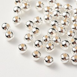 Серебро 925 шарики стерлингового серебра, круглые, серебряные, 3x2.5 мм, отверстие : 1 мм