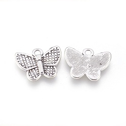 Antique Silver Tibetan Style Alloy Pendants, Cadmium Free & Lead Free, Butterfly, Antique Silver, 13x17x2mm, Hole: 1mm