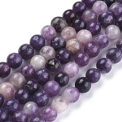 Lepidolite Natural Lepidolite/Purple Mica Stone Beads Strands, Round, 6.5~7mm, Hole: 0.7mm, about 62pcs/Strand, 14.96 inch(38cm)