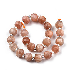 Sunstone Natural Sunstone Beads Strands, with Seed Beads, Faceted, Rondelle, 8x6mm, Hole: 1mm, about 20~22pcs/strand, 7.09 inch(18cm)