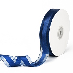 Royal Blue Solid Color Organza Ribbons, for Party Decoration, Gift Packing, Royal Blue, 1"(25mm), about 50yard/roll(45.72m/roll)