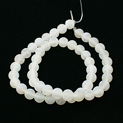 Blanc Brins de perles de naturelles craquements en agate , teint, ronde, Grade a, blanc, 4mm, Trou: 0.8mm, Environ 93 pcs/chapelet, 15 pouce