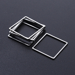 Stainless Steel Color 304 Stainless Steel Linking Rings, Laser Cut, Square, Stainless Steel Color, 20x20x1mm, Inner Size: 18x18mm