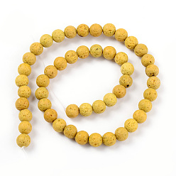 Gold Synthetic Lava Rock Beads Strands, Dyed, Round, Gold, 10mm, Hole: 1mm, about 39pcs/strand, 14.96 inch(38cm)