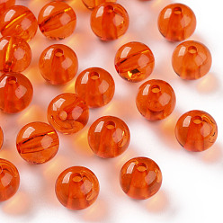 Dark Orange Transparent Acrylic Beads, Round, Dark Orange, 12x11mm, Hole: 2.5mm, about 566pcs/500g
