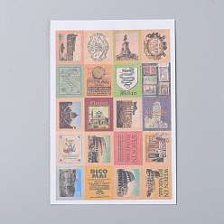 Couleur Mélangete Forme de timbre étiquette de papier de bricolage image paster autocollants, modèle mixte, couleur mixte, 22~56x16~44mm, environ 5 feuilles / set