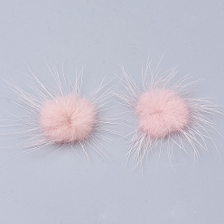 Pink Faux Mink Fur Ball Decoration, Pom Pom Ball, For DIY Craft, Pink, 2.5~3cm, about 100pcs/board