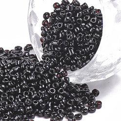 Black Glass Seed Beads, Opaque Colours Seed, Small Craft Beads for DIY Jewelry Making, Round, Black, 2mm, Hole:1mm, about 30000pcs/pound