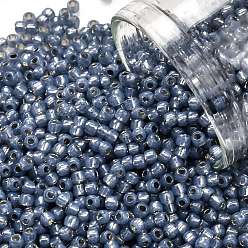 (2102) Silver Lined Milky Montana Blue Toho perles de rocaille rondes, perles de rocaille japonais, (2102) bleu montana laiteux doublé d'argent, 11/0, 2.2mm, Trou: 0.8mm, environ5555 pcs / 50 g