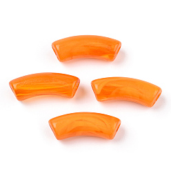 Dark Orange Acrylic Beads, Imitation Gemstone, Curved Tube, Dark Orange, 34.5x13x11mm, Hole: 3.5mm, about 155pcs/500g