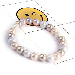 PeachPuff Shell Pearl Stretch Bracelets, Beaded Bracelets, PeachPuff, 52mm(2 inch), Shell: 8mm