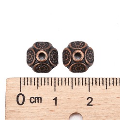 Red Copper Tibetan Style Bead Caps, Zinc Alloy, Lead Free & Cadmium Free, Flower, Red Copper Color, 9x4mm, Hole: 1mm